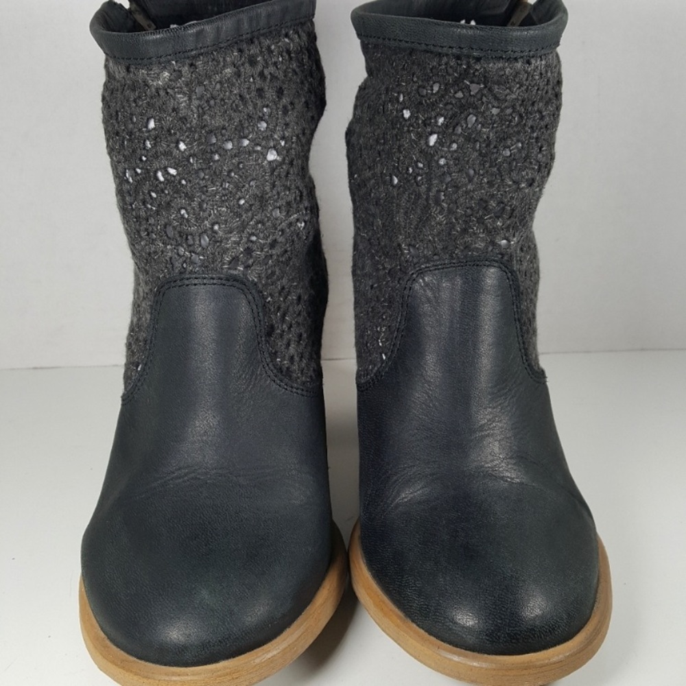 Anthropologie Cool Way Black Leather Ankle Boots